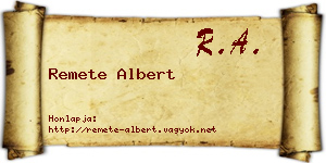 Remete Albert névjegykártya